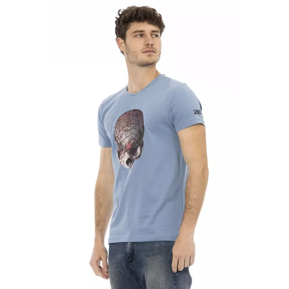 Trussardi Action Light Blue Cotton Men T-Shirt