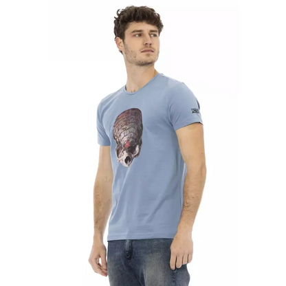 Trussardi Action Light Blue Cotton Men T-Shirt