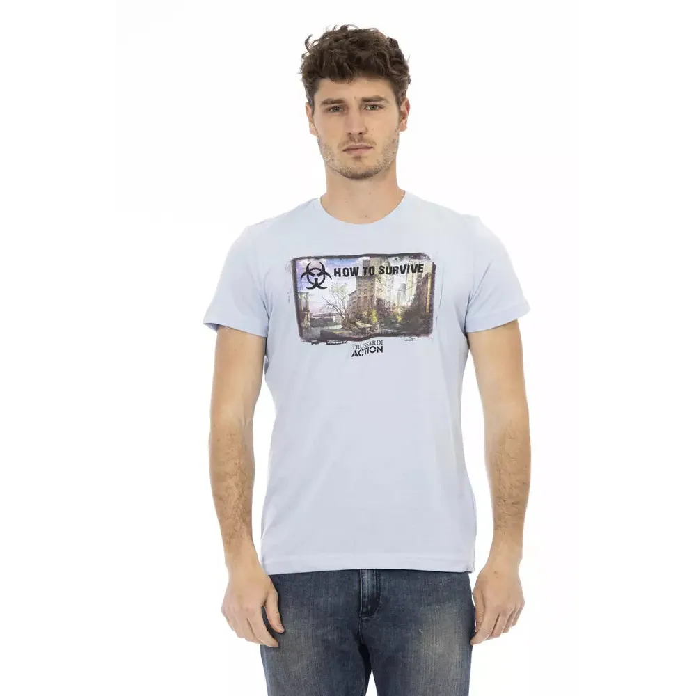 Trussardi Action Light Blue Cotton Men T-Shirt