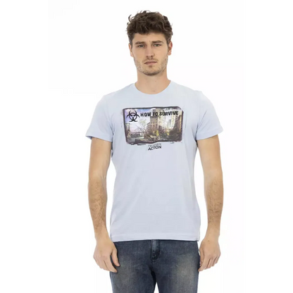 Trussardi Action Light Blue Cotton Men T-Shirt