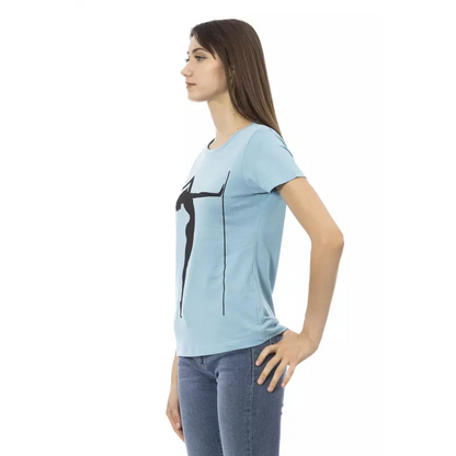 Trussardi Action Light Blue Cotton Women T-Shirt