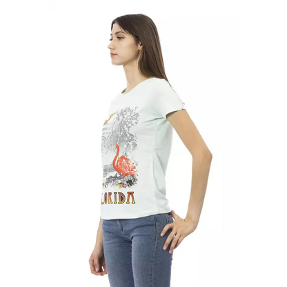Trussardi Action Light Blue Cotton Women T-Shirt