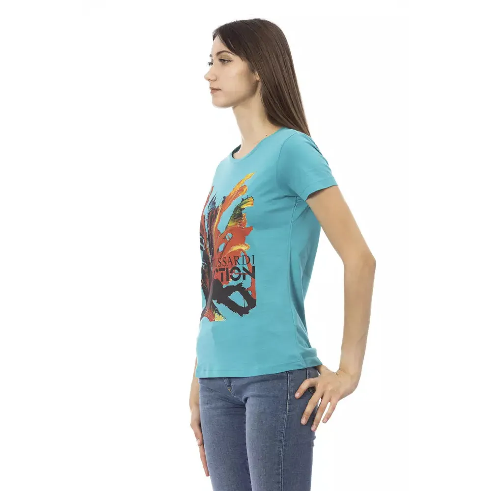 Trussardi Action Light Blue Cotton Women T-Shirt