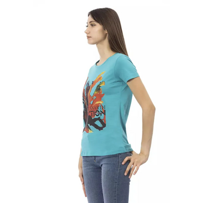 Trussardi Action Light Blue Cotton Women T-Shirt