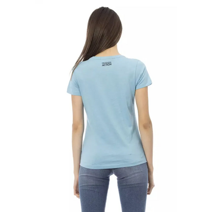 Trussardi Action Light Blue Cotton Women T-Shirt