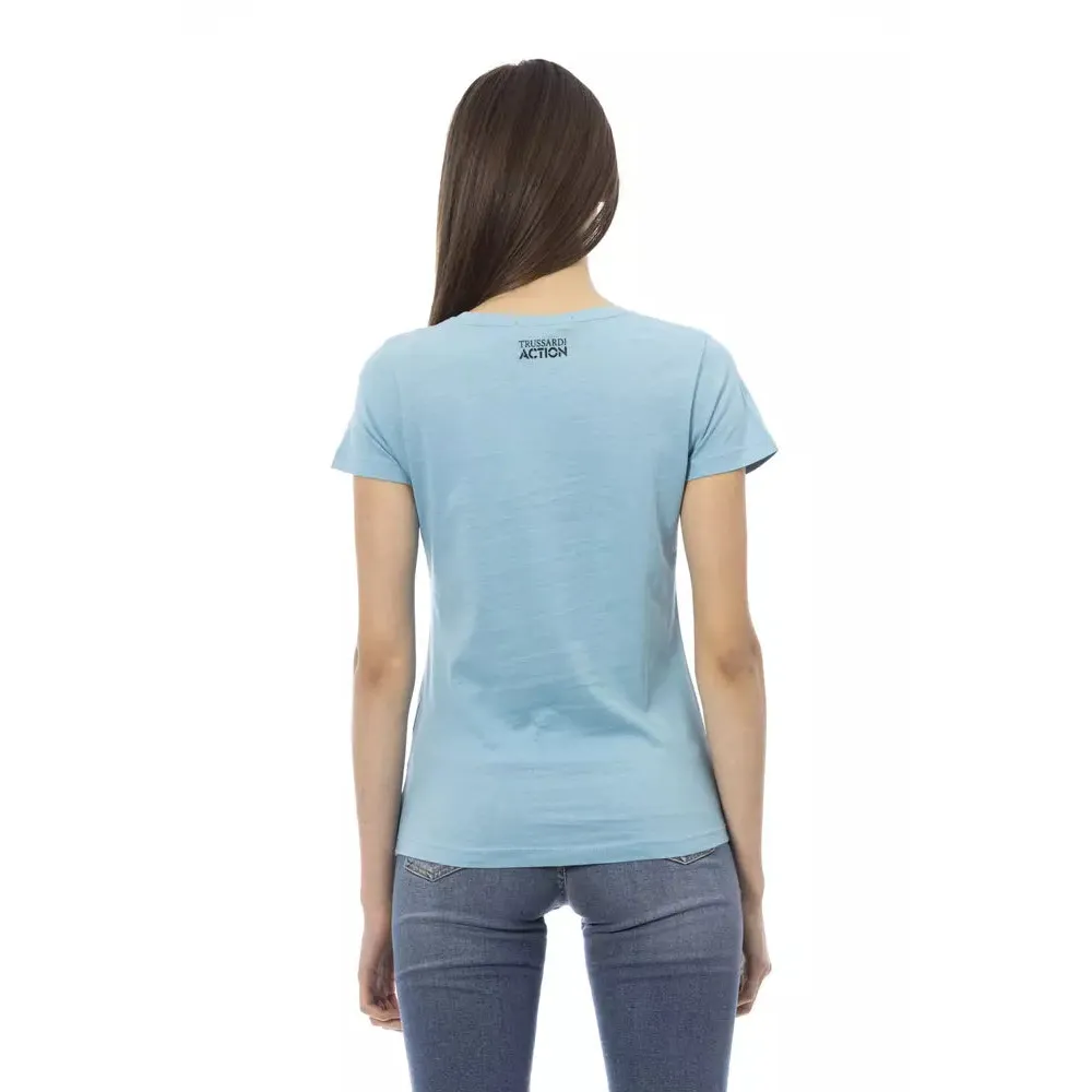 Trussardi Action Light Blue Cotton Women T-Shirt