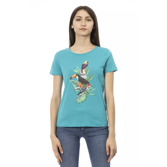 Trussardi Action Light Blue Cotton Women T-Shirt