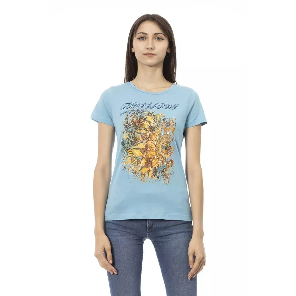 Trussardi Action Light Blue Cotton Women T-Shirt