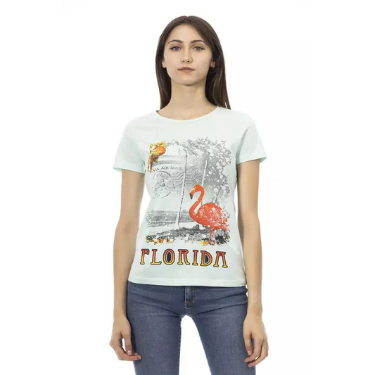 Trussardi Action Light Blue Cotton Women T-Shirt