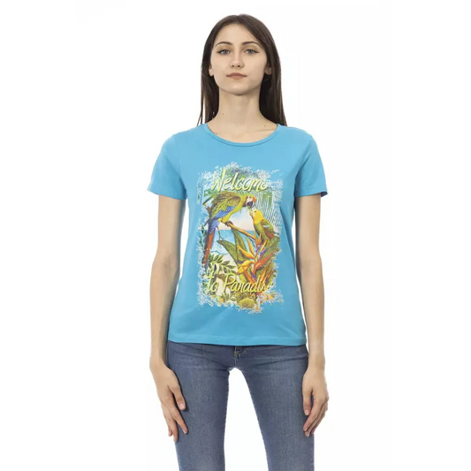 Trussardi Action Light Blue Cotton Women T-Shirt
