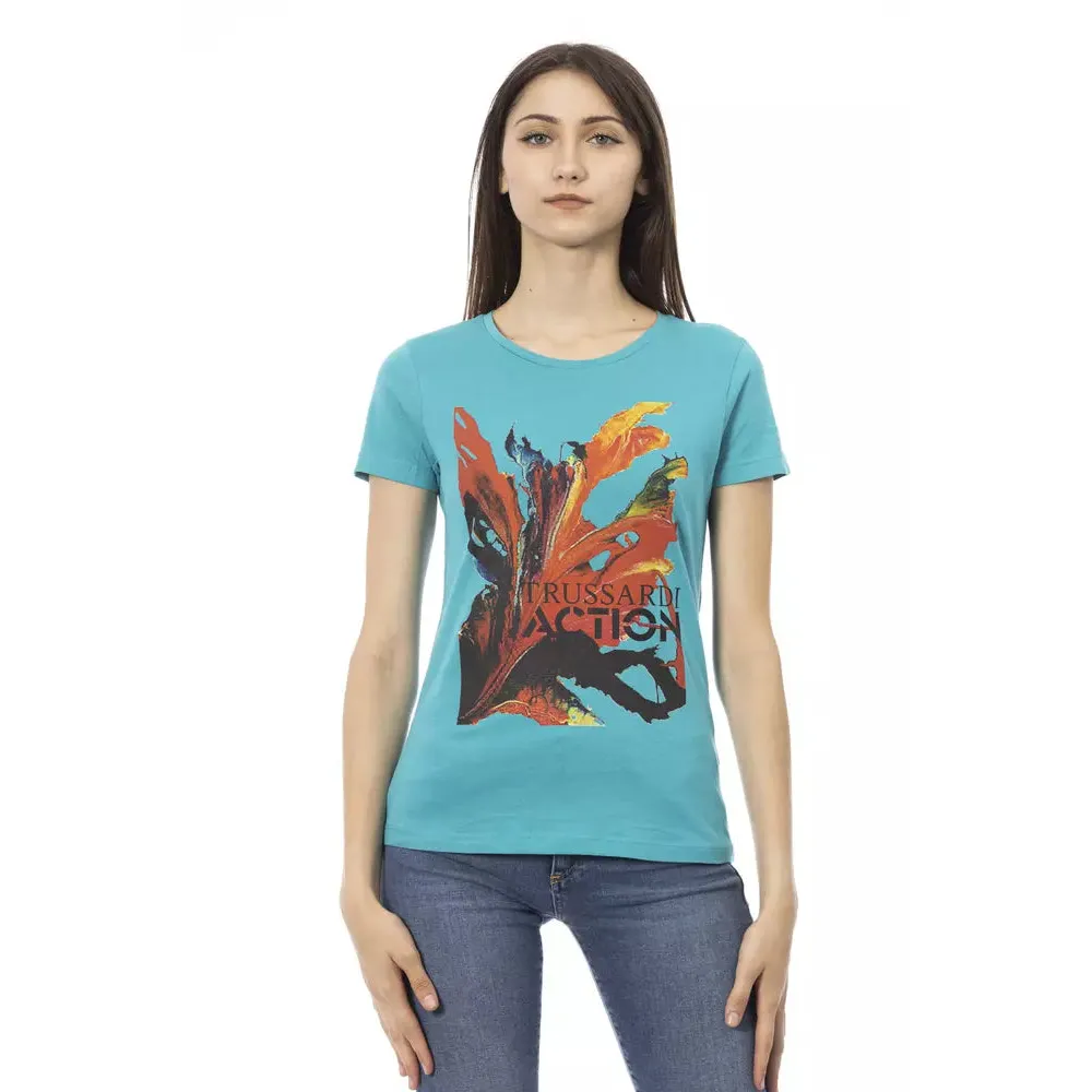 Trussardi Action Light Blue Cotton Women T-Shirt