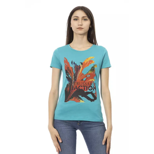Trussardi Action Light Blue Cotton Women T-Shirt