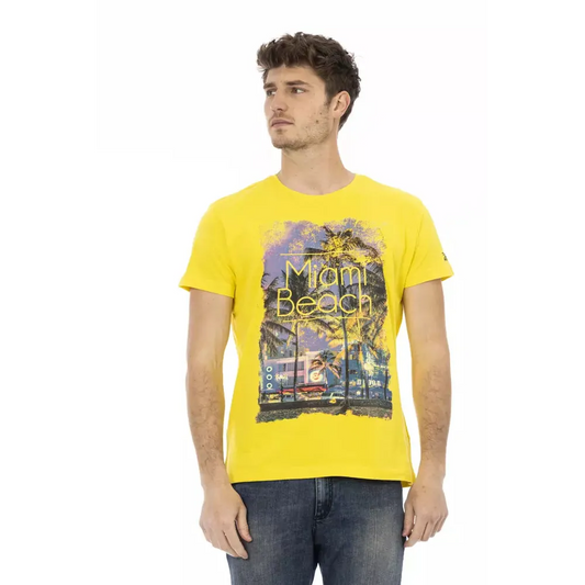 Trussardi Action Yellow Cotton Men T-Shirt