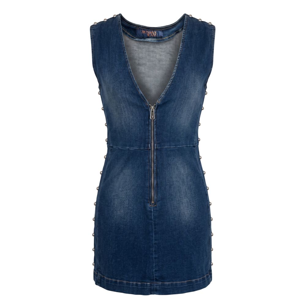 Trussardi Jeans Blue Cotton Women Dress