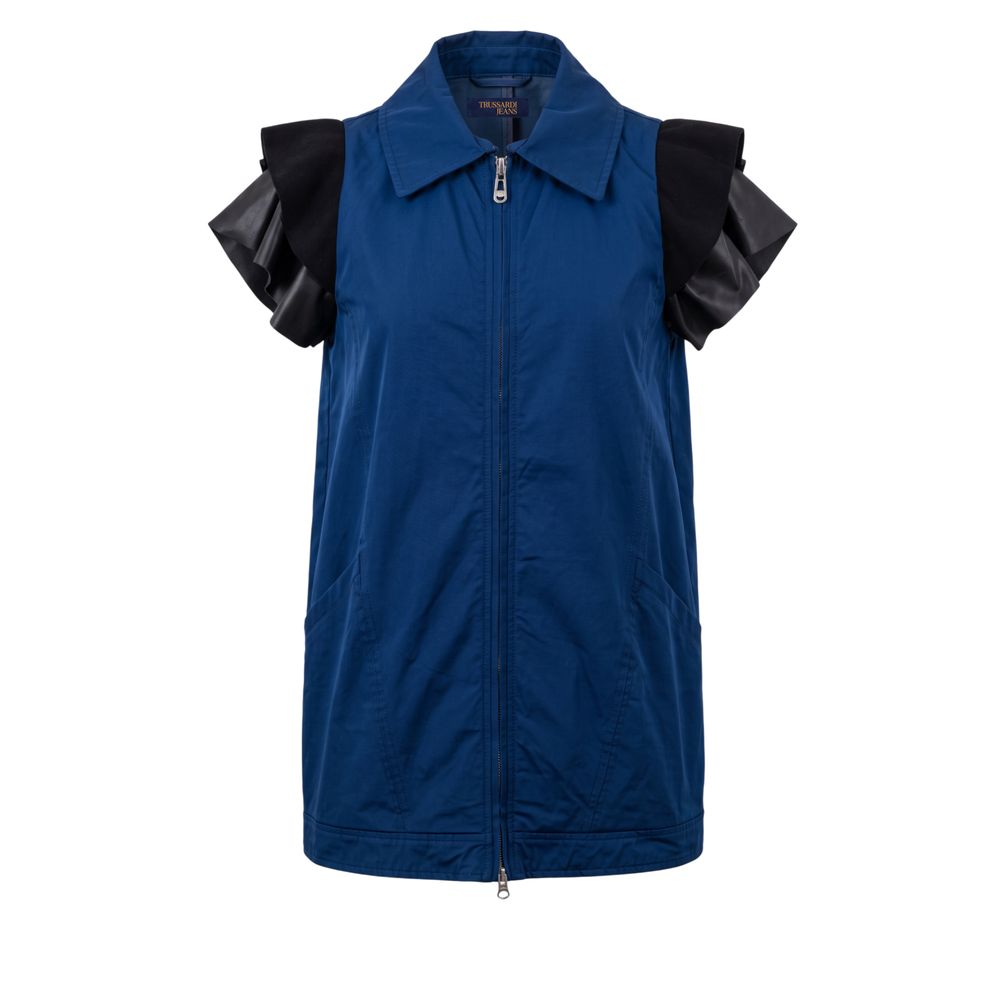 Trussardi Jeans Blue Polyester Women Jacket