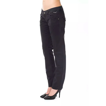 Ungaro Fever Blue Cotton Women's Regular Fit Pant