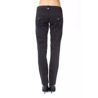 Ungaro Fever Blue Cotton Women's Regular Fit Pant