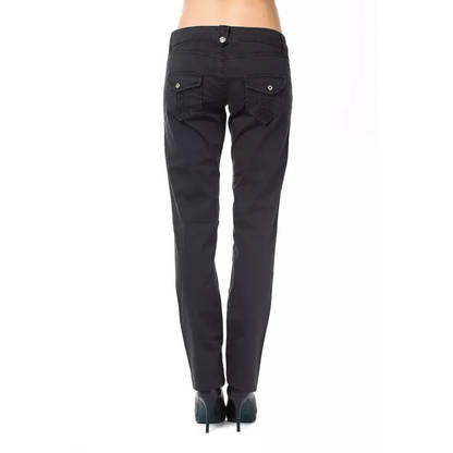 Ungaro Fever Blue Cotton Women's Regular Fit Pant