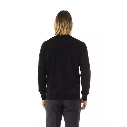 Uominitaliani Black Merino Wool Men's Sweater