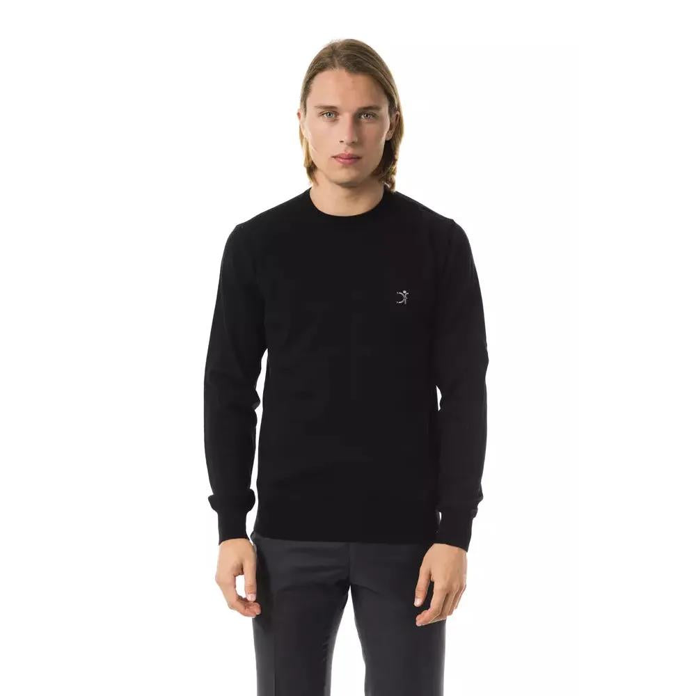 Uominitaliani Black Merino Wool Men's Sweater