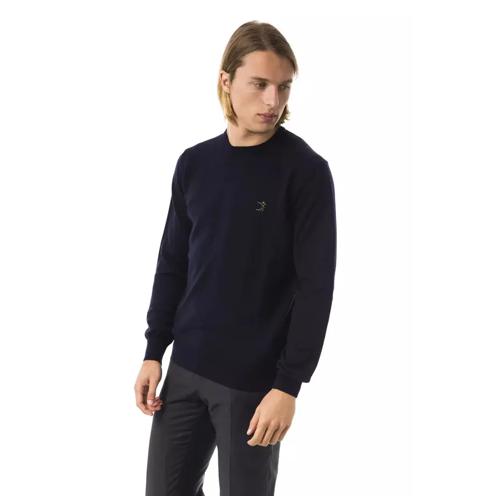 Uominitaliani Blue Merino Wool Men Sweater