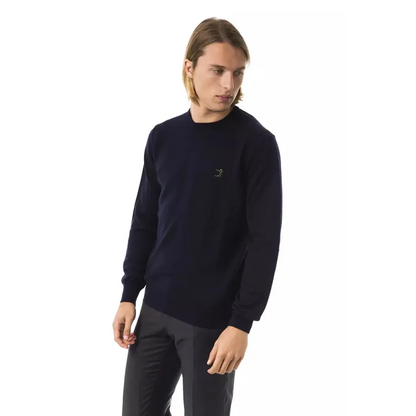 Uominitaliani Blue Merino Wool Men Sweater