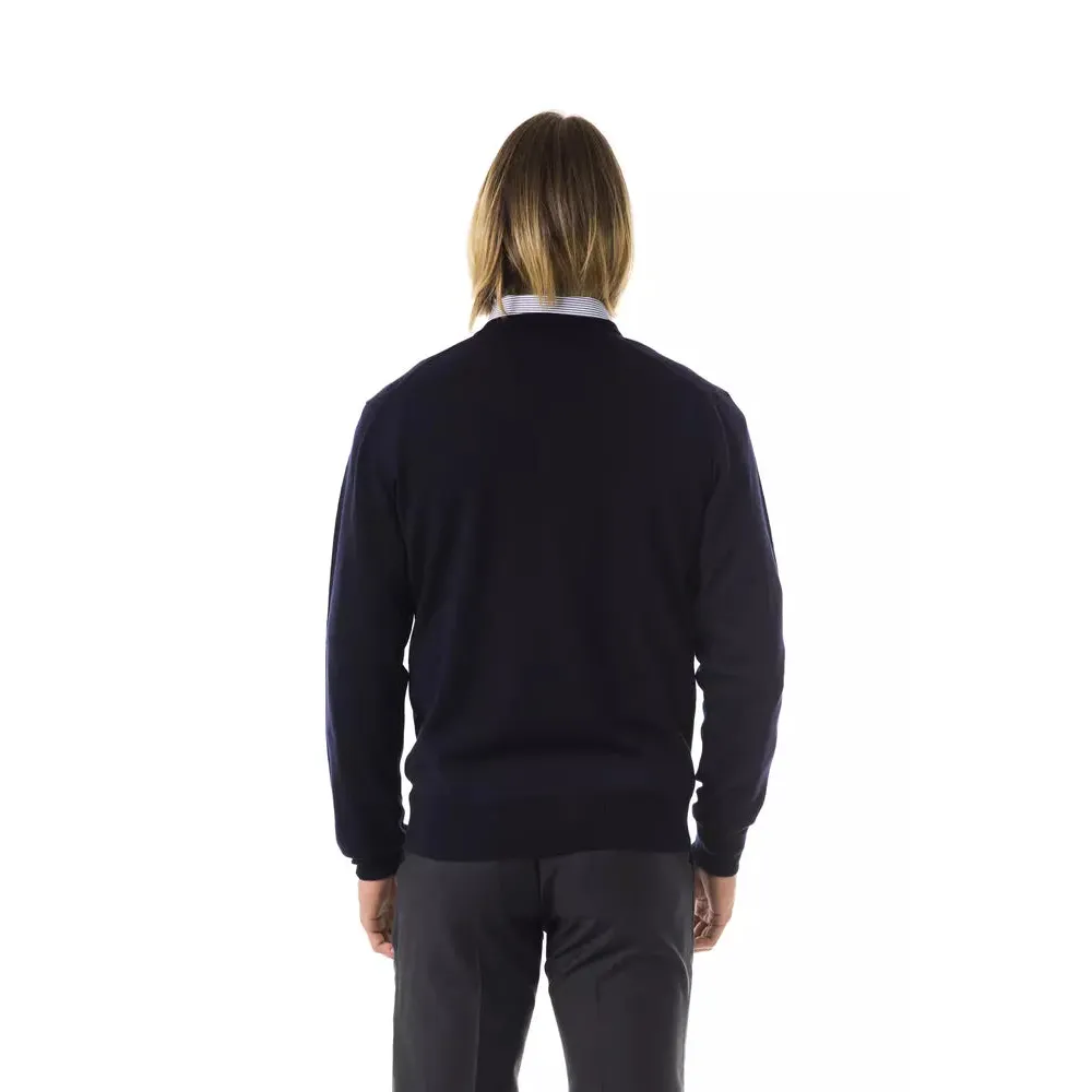 Uominitaliani Blue Merino Wool Men Sweater