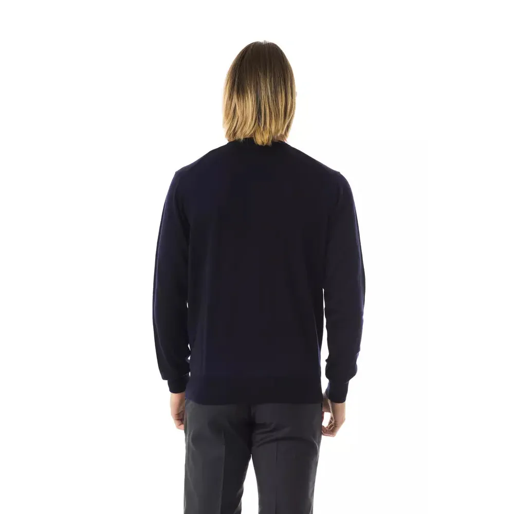 Uominitaliani Blue Merino Wool Men Sweater