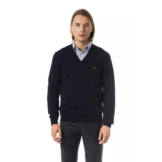 Uominitaliani Blue Merino Wool Men Sweater