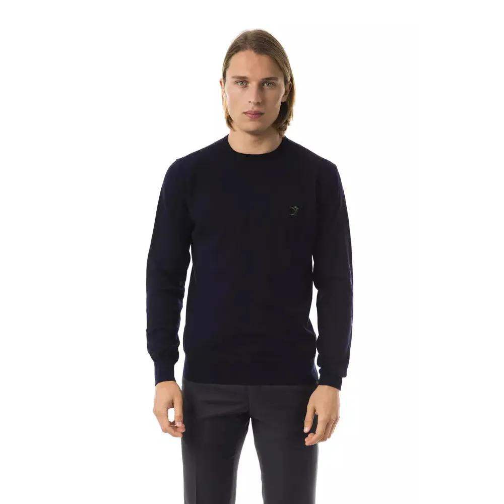 Uominitaliani Blue Merino Wool Men Sweater