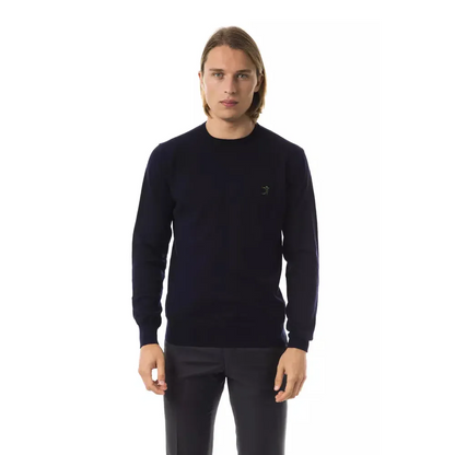 Uominitaliani Blue Merino Wool Men Sweater