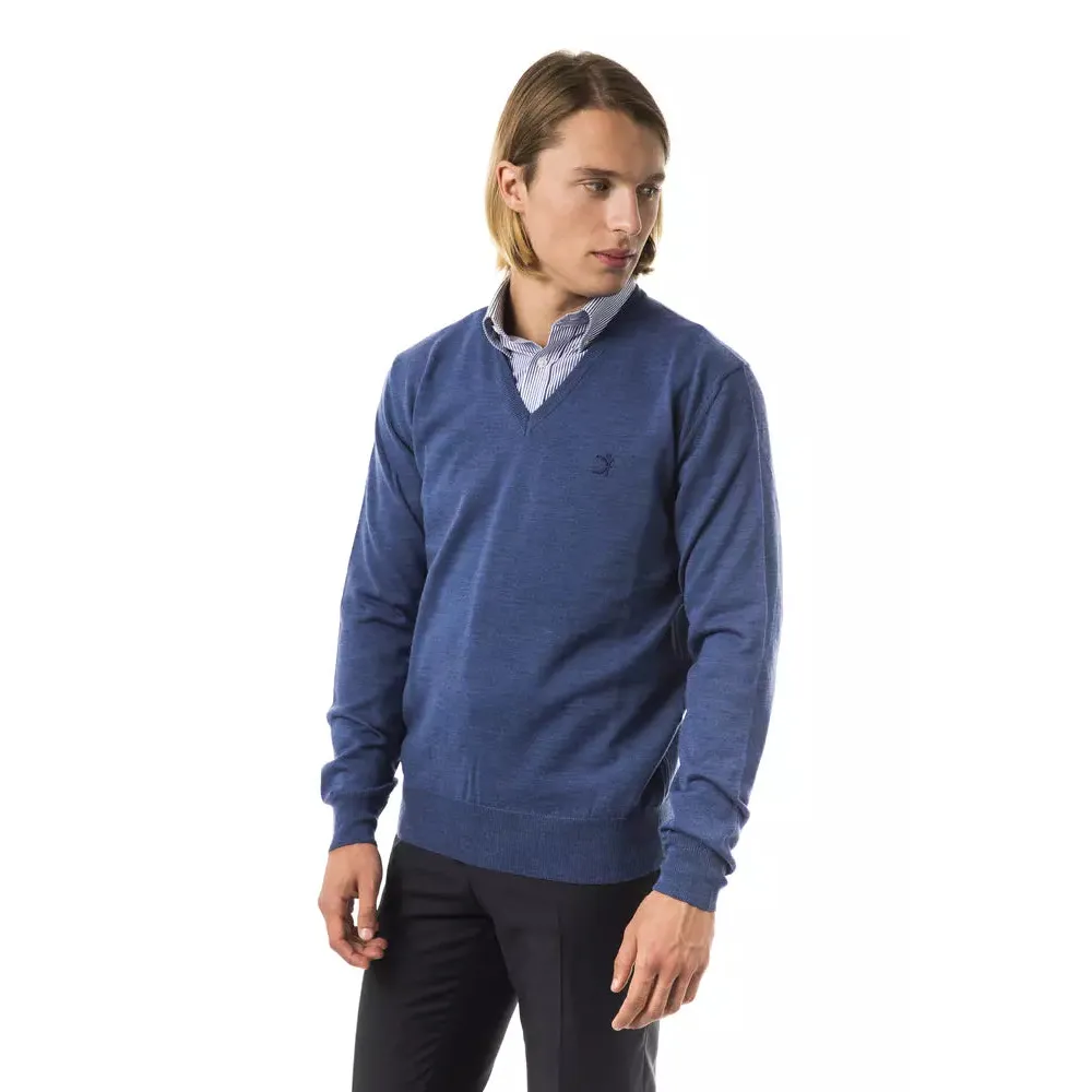 Uominitaliani Blue Merino Wool Men's Sweater