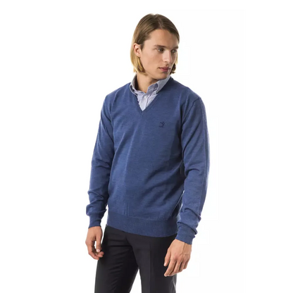 Uominitaliani Blue Merino Wool Men's Sweater