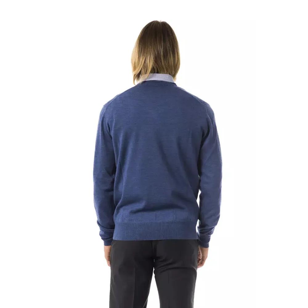 Uominitaliani Blue Merino Wool Men's Sweater