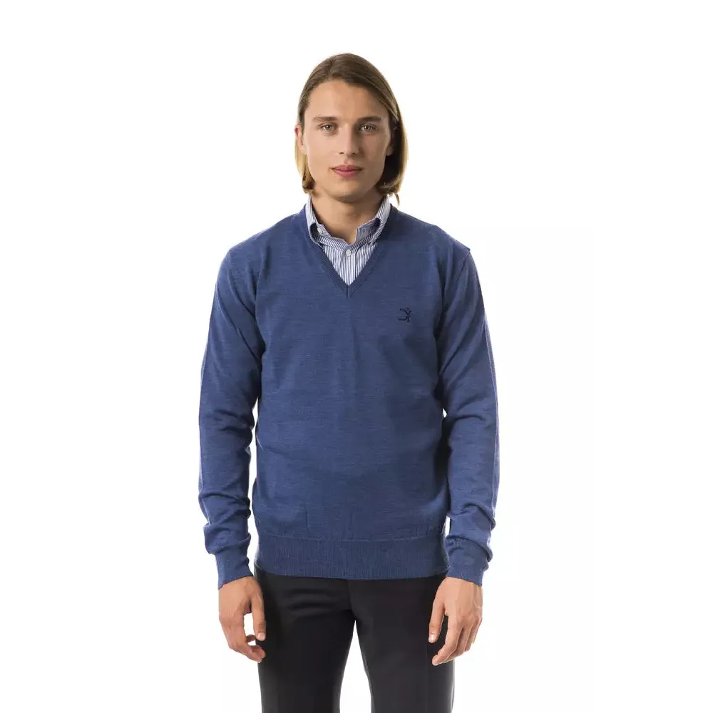 Uominitaliani Blue Merino Wool Men's Sweater