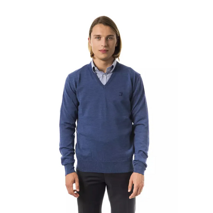 Uominitaliani Blue Merino Wool Men's Sweater