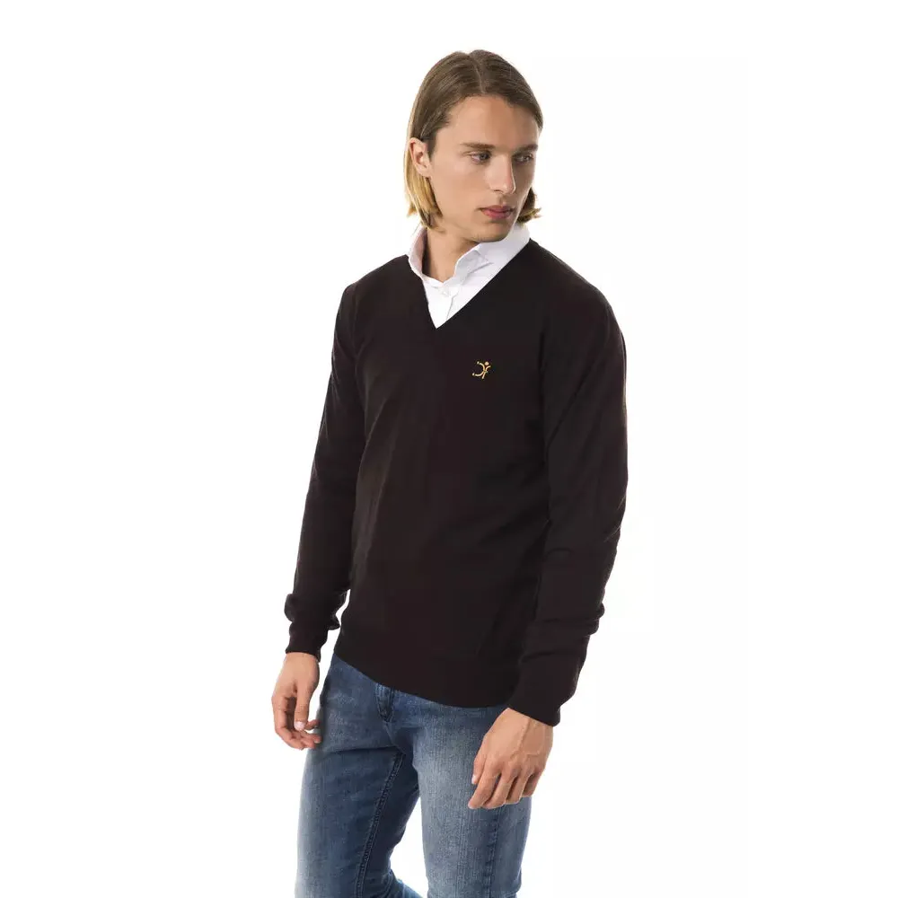 Uominitaliani Brown Merino Wool Men Sweater