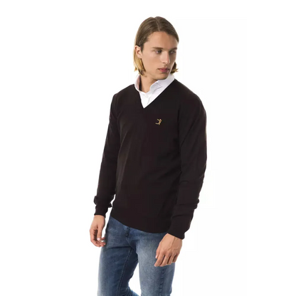 Uominitaliani Brown Merino Wool Men Sweater