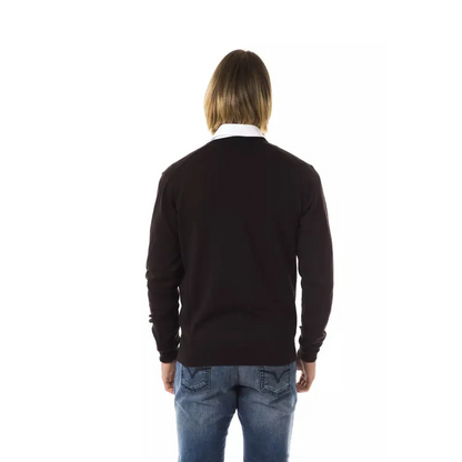 Uominitaliani Brown Merino Wool Men Sweater