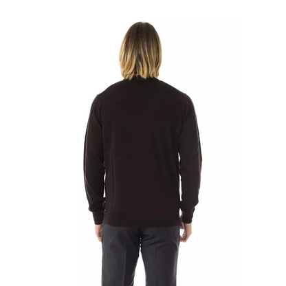 Uominitaliani Brown Merino Wool Men Sweater