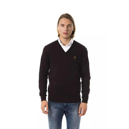 Uominitaliani Brown Merino Wool Men Sweater