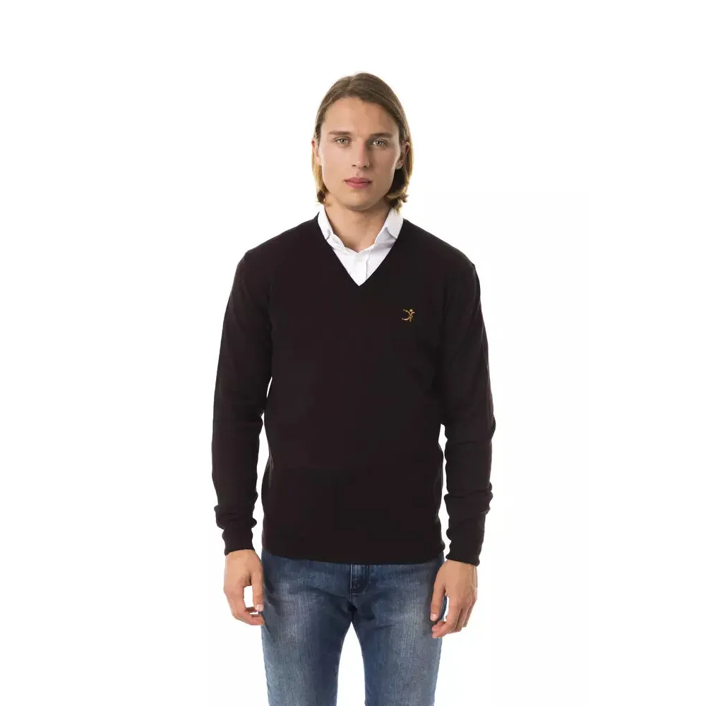 Uominitaliani Brown Merino Wool Men Sweater