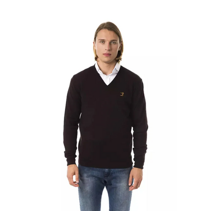 Uominitaliani Brown Merino Wool Men Sweater