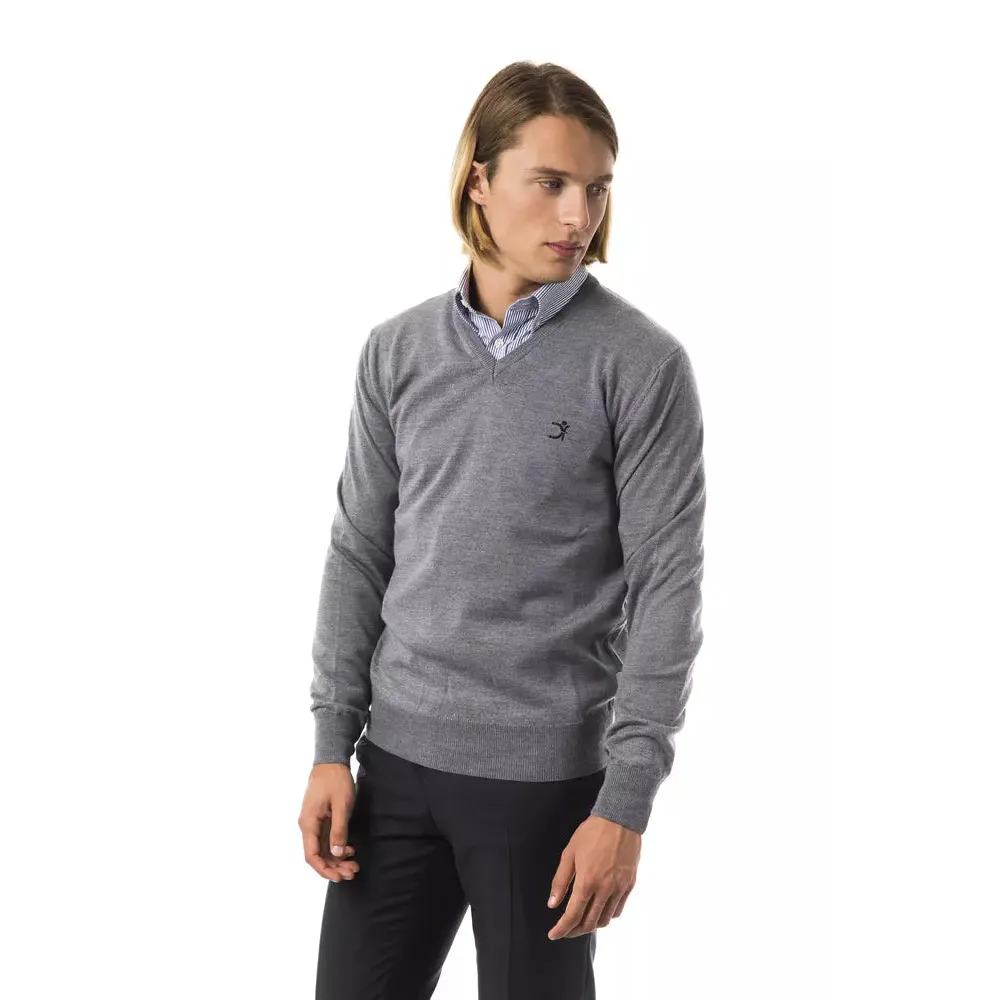 Uominitaliani Gray Merino Wool Men Sweater
