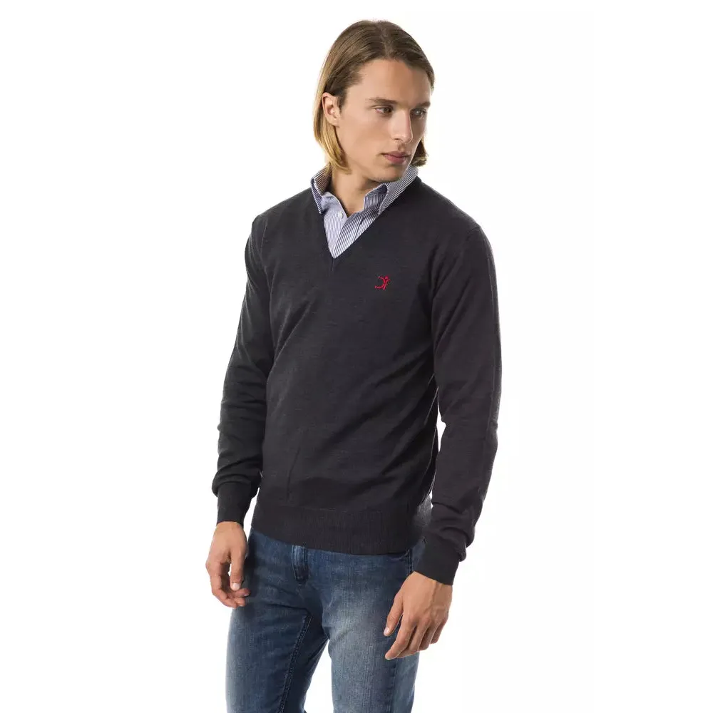 Uominitaliani Gray Merino Wool Men Sweater