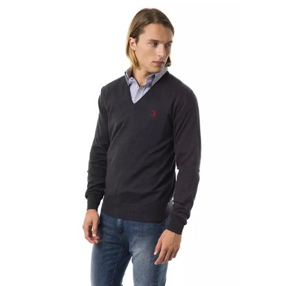 Uominitaliani Gray Merino Wool Men Sweater