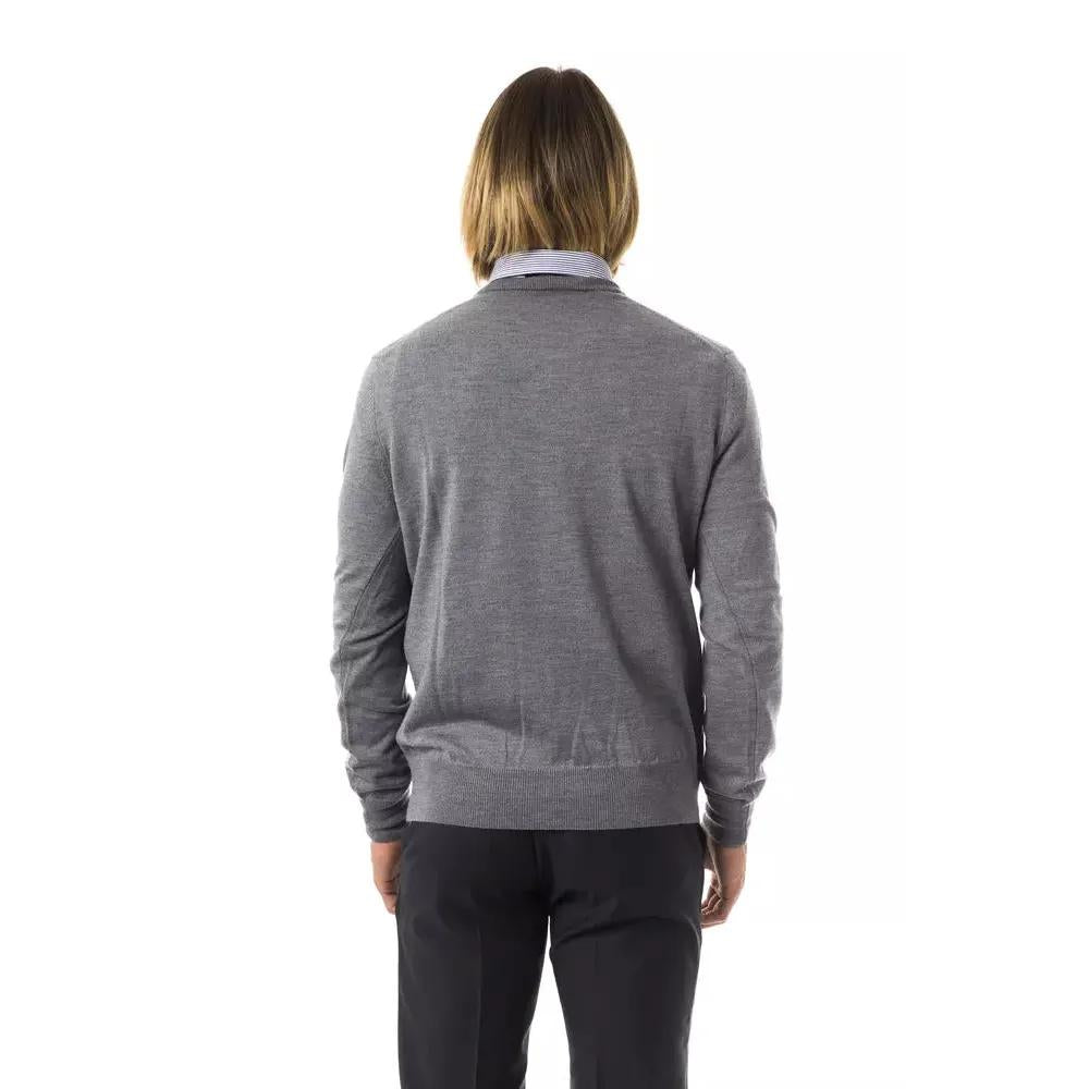 Uominitaliani Gray Merino Wool Men Sweater