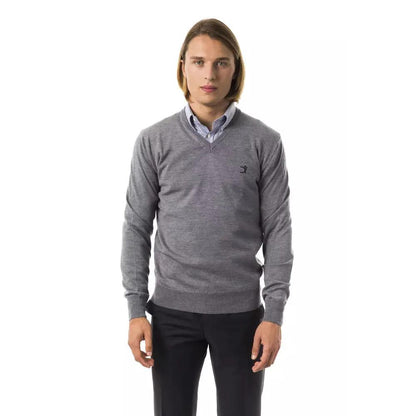Uominitaliani Gray Merino Wool Men Sweater