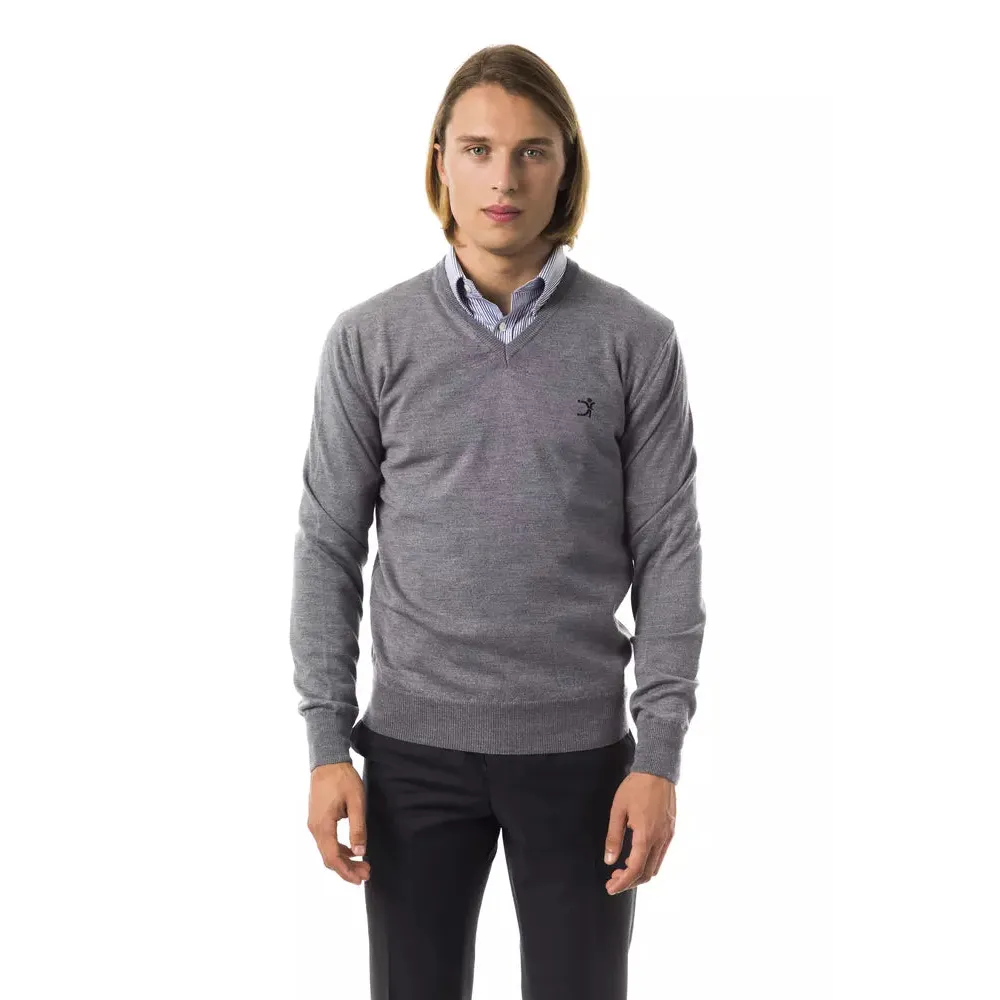 Uominitaliani Gray Merino Wool Men Sweater