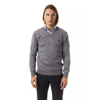 Uominitaliani Gray Merino Wool Men Sweater